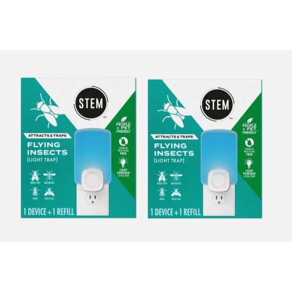 2 Pack Stem Flying Insect Light Trap Starter Kit 1 Blue Light Plug + 1 Cartridge - Picture 1 of 1